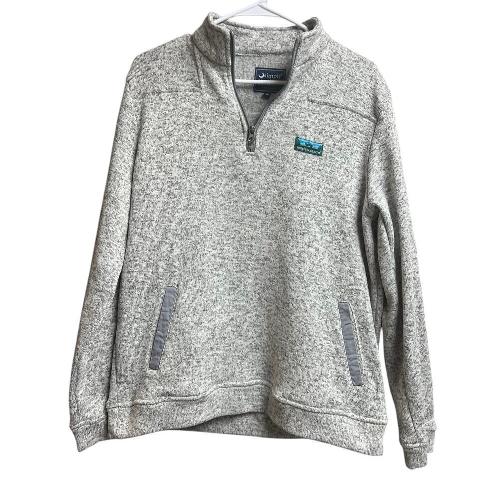 Simply Southern Women's Quarter Zip Pullover Gray Medium Pockets